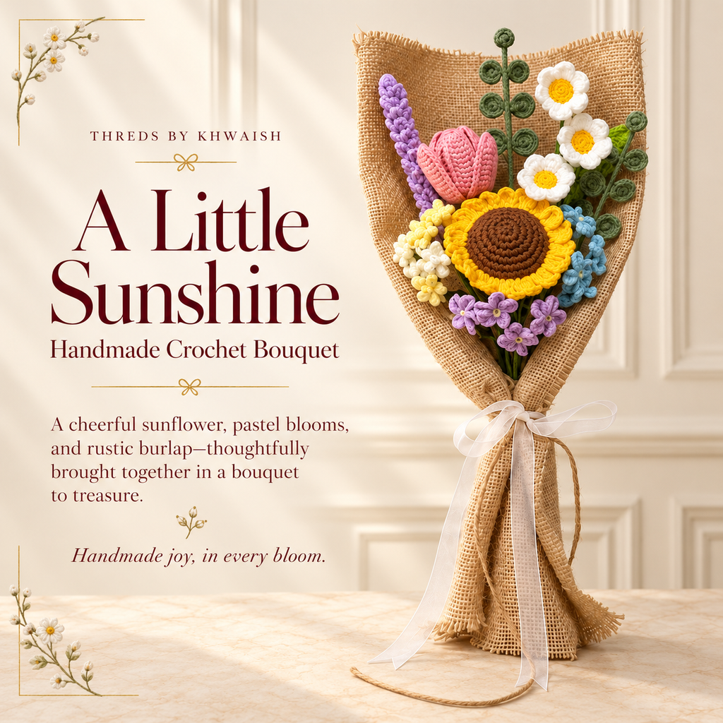 Sunshine Meadow – Handmade Crochet Flower Bouquet
