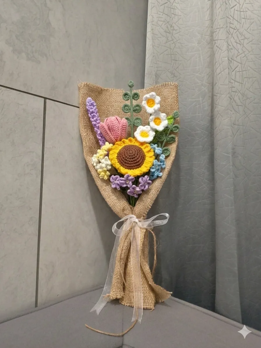 Sunshine Meadow – Handmade Crochet Flower Bouquet
