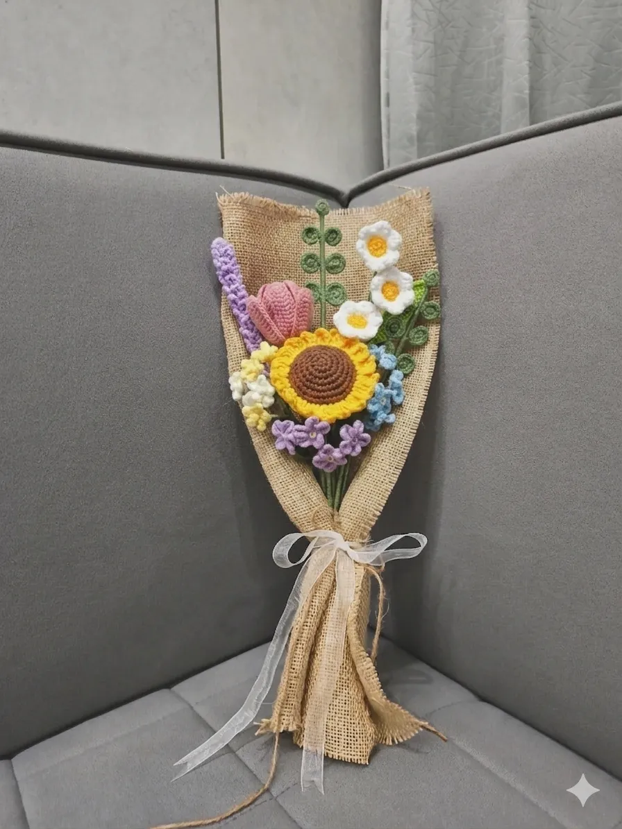 Sunshine Meadow – Handmade Crochet Flower Bouquet