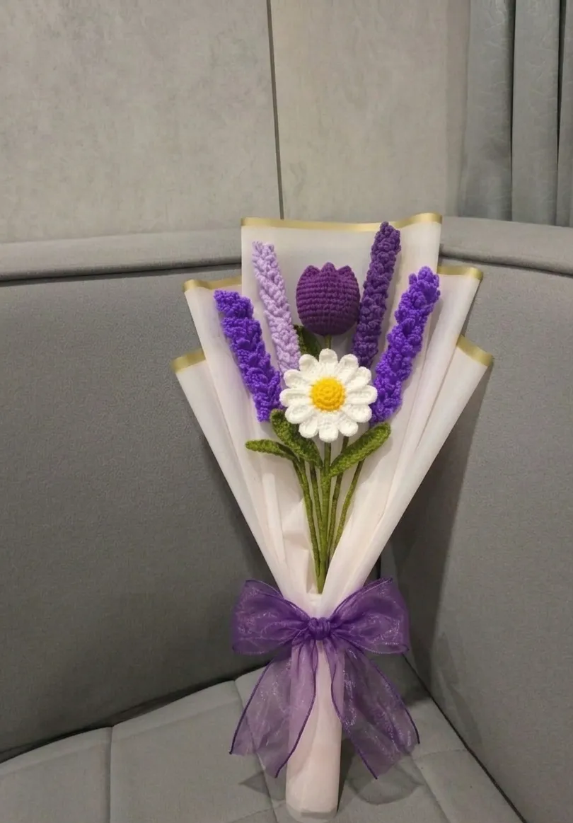 Lavender Wishes – Handmade Crochet Flower Bouquet