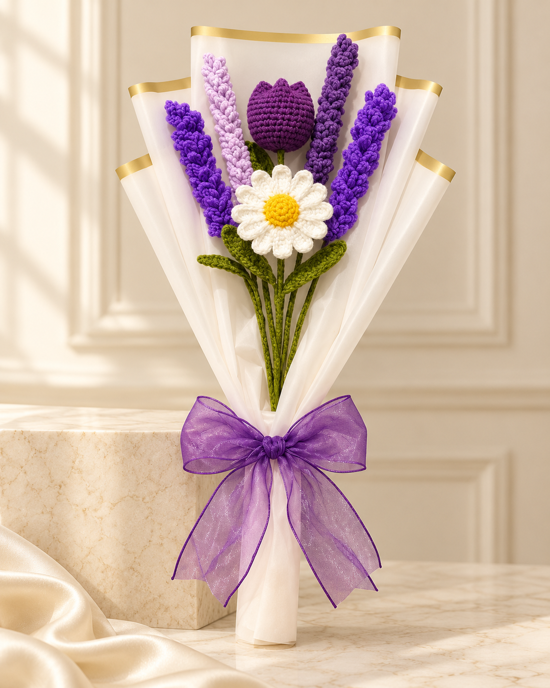 Lavender Wishes – Handmade Crochet Flower Bouquet