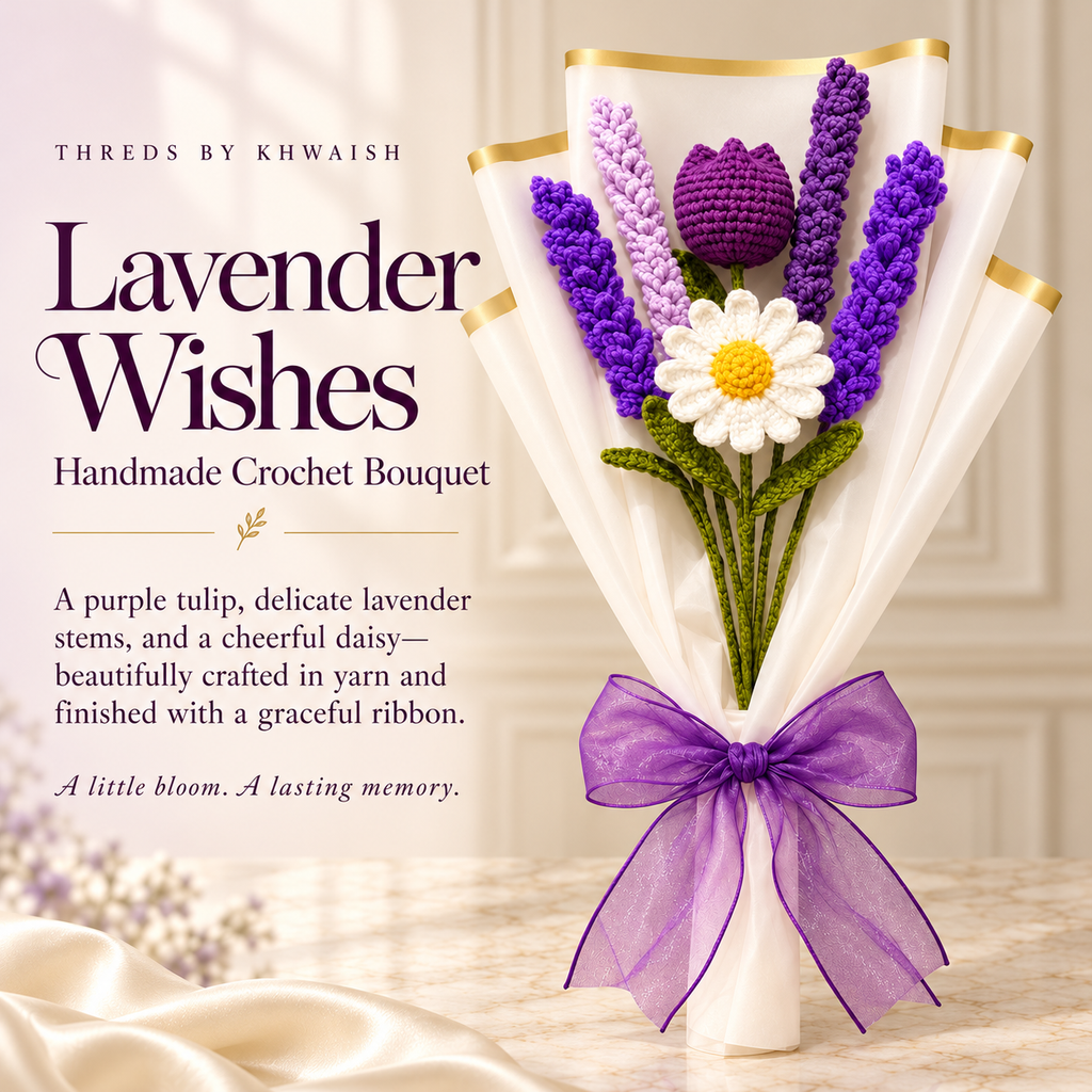 Lavender Wishes – Handmade Crochet Flower Bouquet