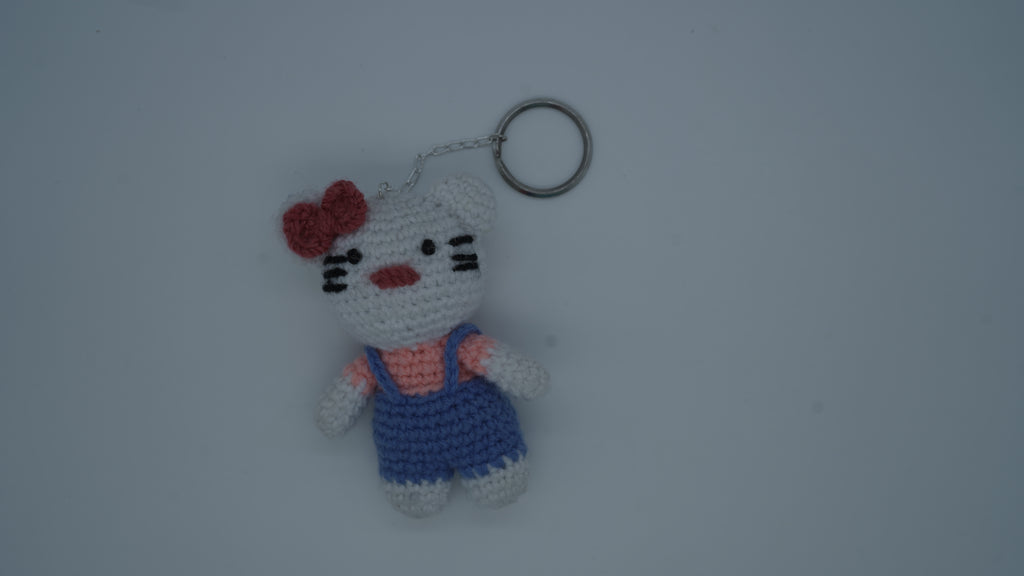 White Teddy Keychain