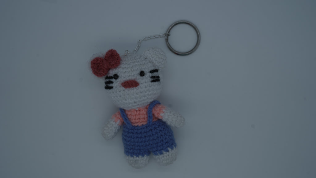 White Teddy Keychain