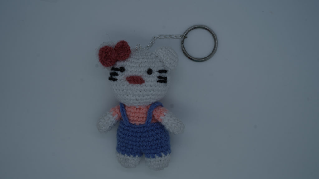 White Teddy Keychain