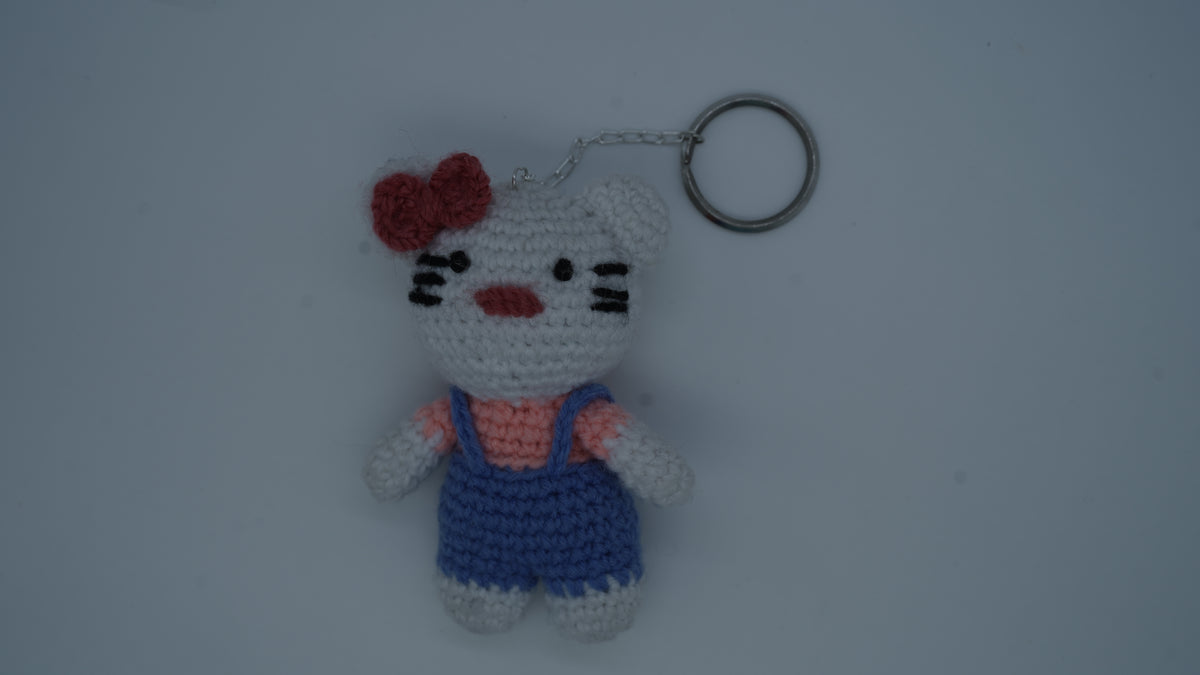 White Teddy Keychain