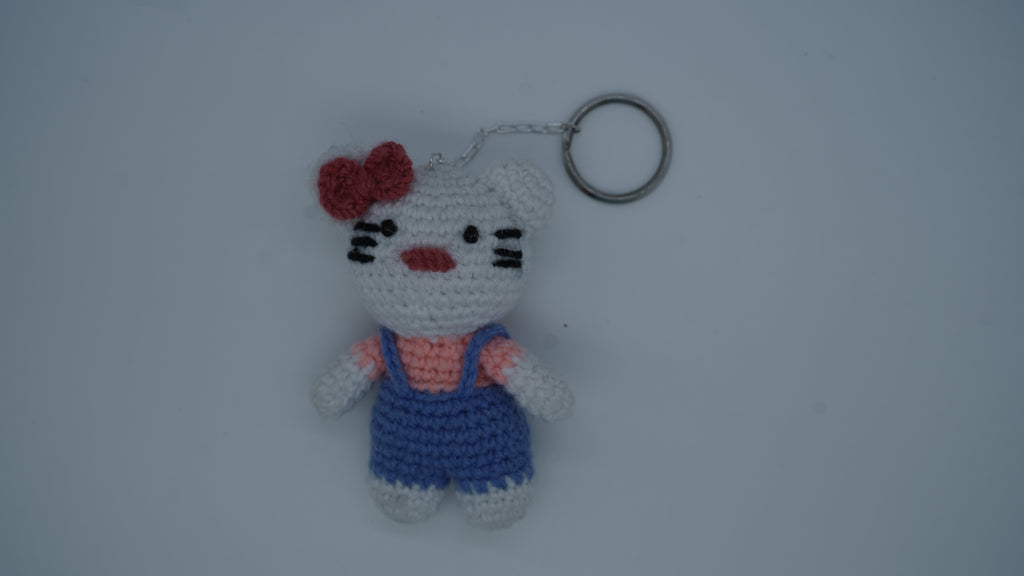 White Teddy Keychain