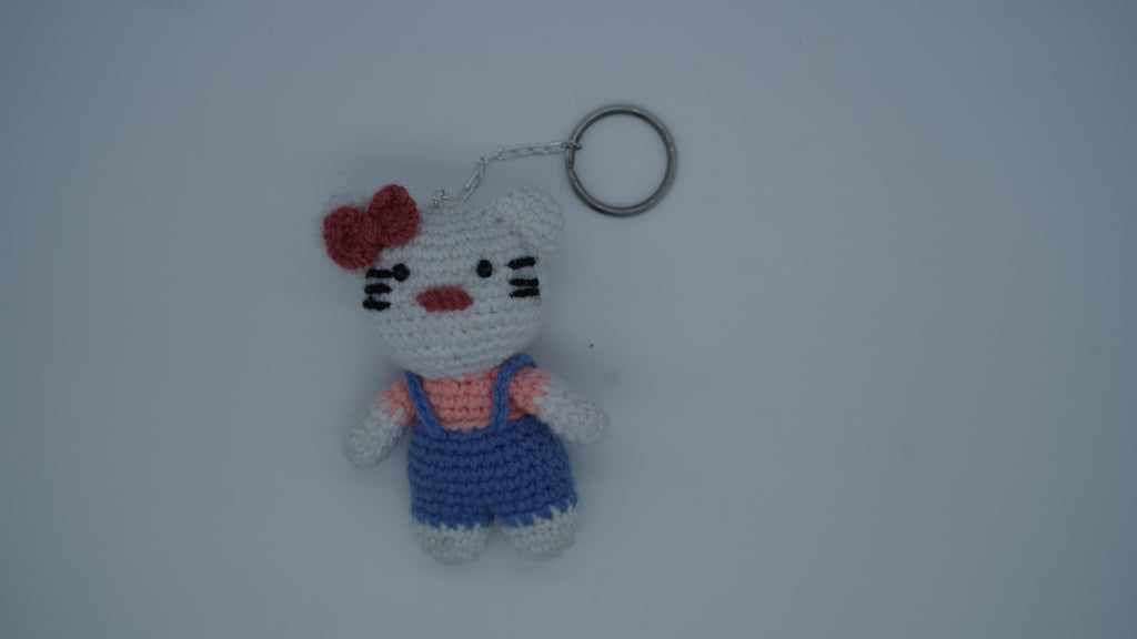 White Teddy Keychain