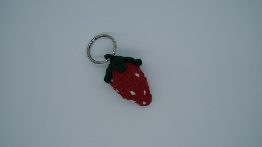 Strawberry Fields Yarn Keychain