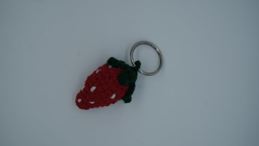 Strawberry Fields Yarn Keychain
