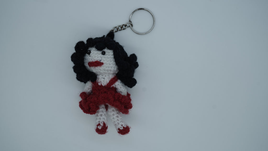 Cute doll crochet keychain
