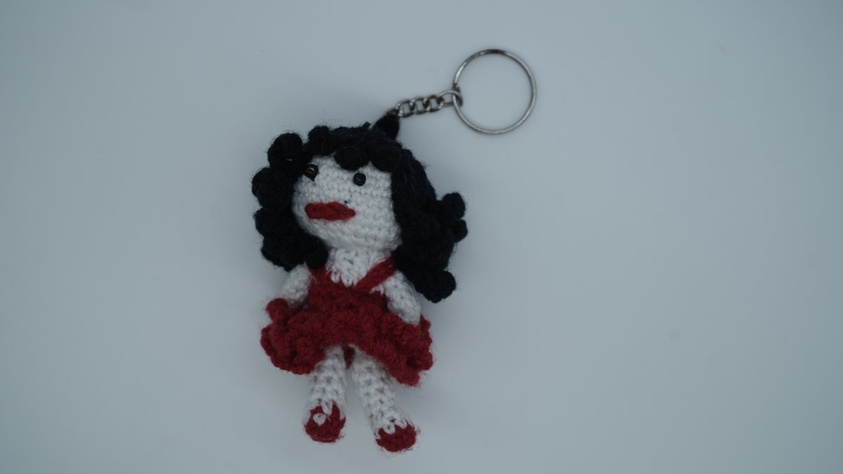 Cute doll crochet keychain