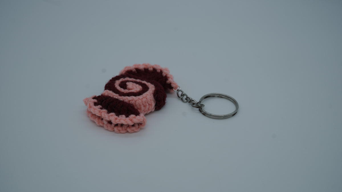 Handmade Crochet Rose Keychain
