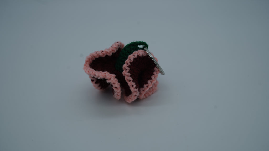 Handmade Crochet Rose Keychain