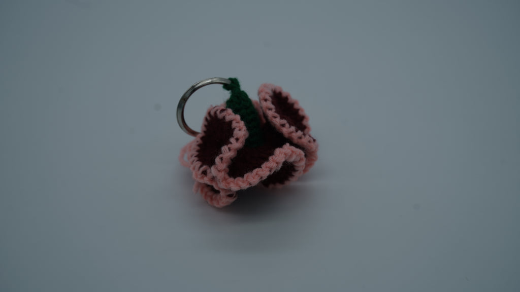 Handmade Crochet Rose Keychain
