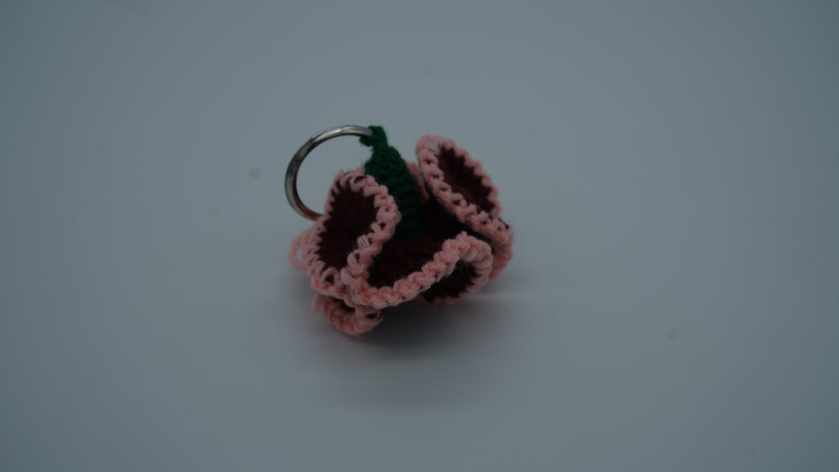 Handmade Crochet Rose Keychain