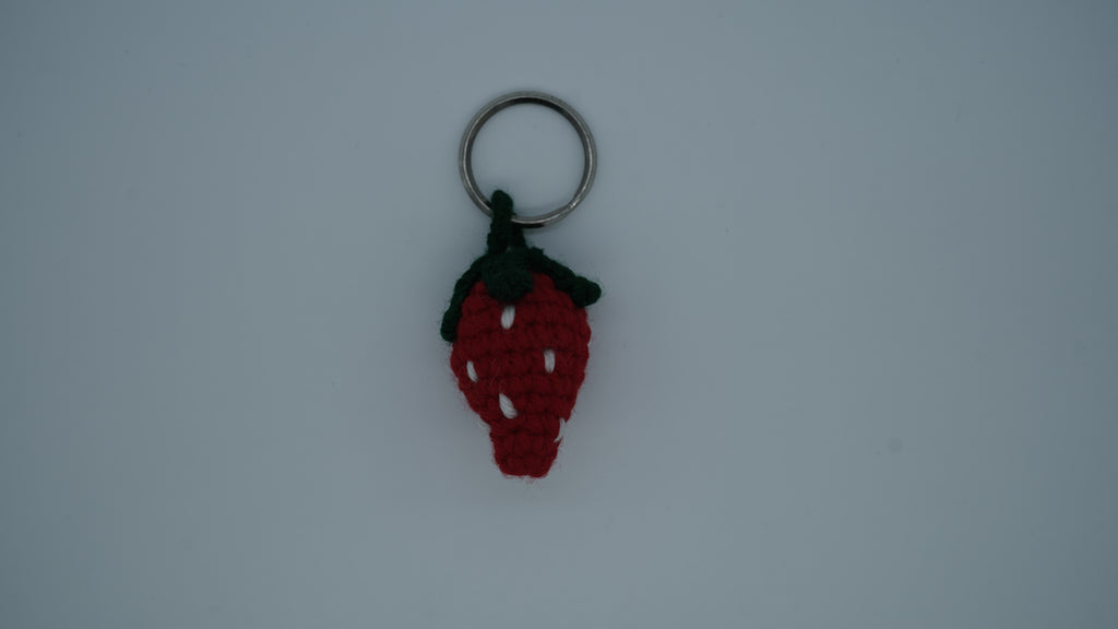Strawberry Fields Yarn Keychain