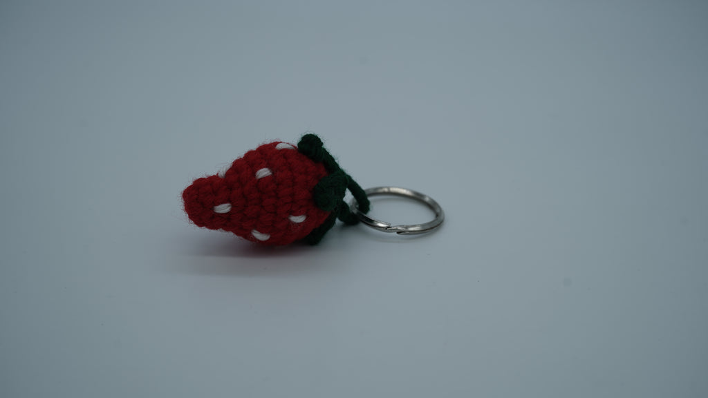 Strawberry Fields Yarn Keychain