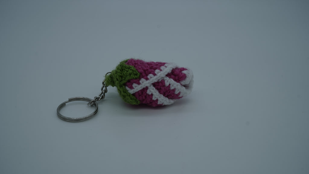 Handmade Crochet Pink Tulip Keychain