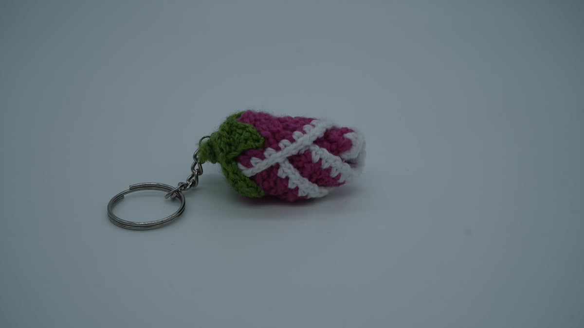 Handmade Crochet Pink Tulip Keychain