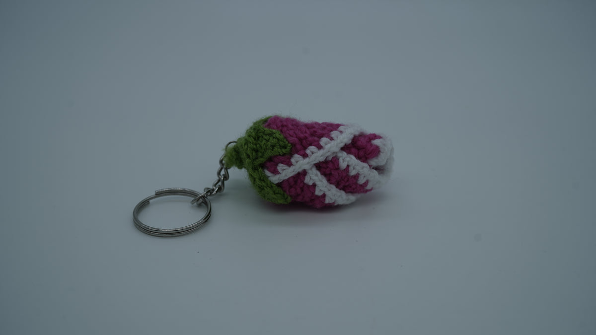 Handmade Crochet Pink Tulip Keychain