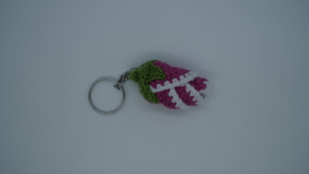 Handmade Crochet Pink Tulip Keychain