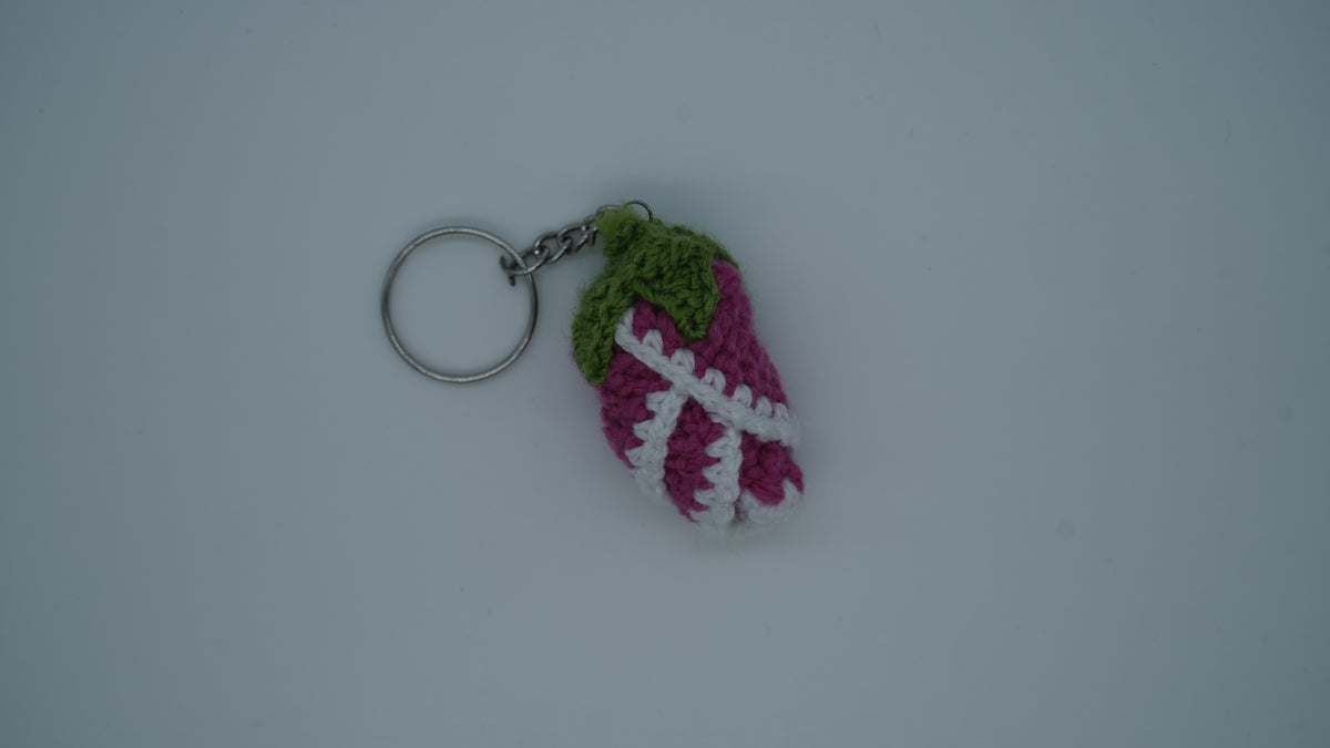 Handmade Crochet Pink Tulip Keychain