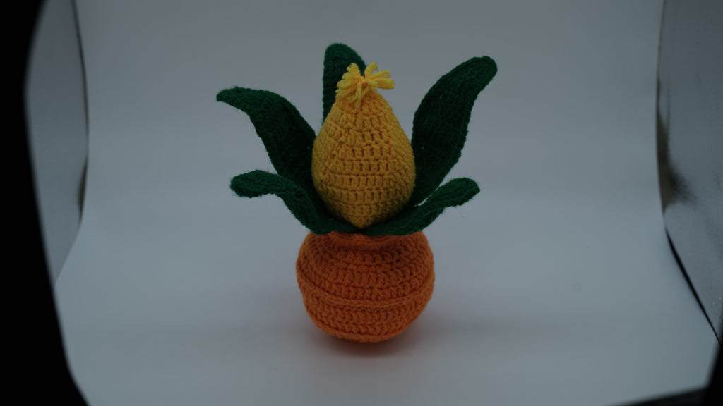 Handmade Crochet Shubh Labh Kalash with Mango Leaves and Coconut
