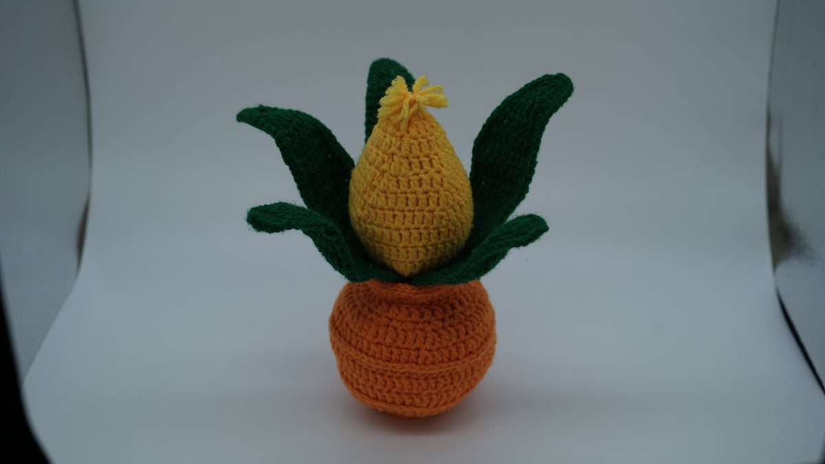 Handmade Crochet Shubh Labh Kalash with Mango Leaves and Coconut