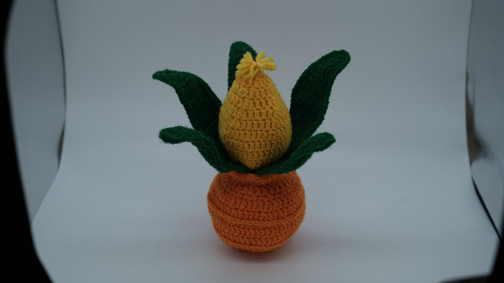 Handmade Crochet Shubh Labh Kalash with Mango Leaves and Coconut