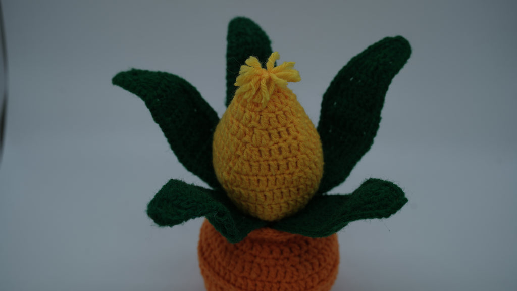 Handmade Crochet Shubh Labh Kalash with Mango Leaves and Coconut