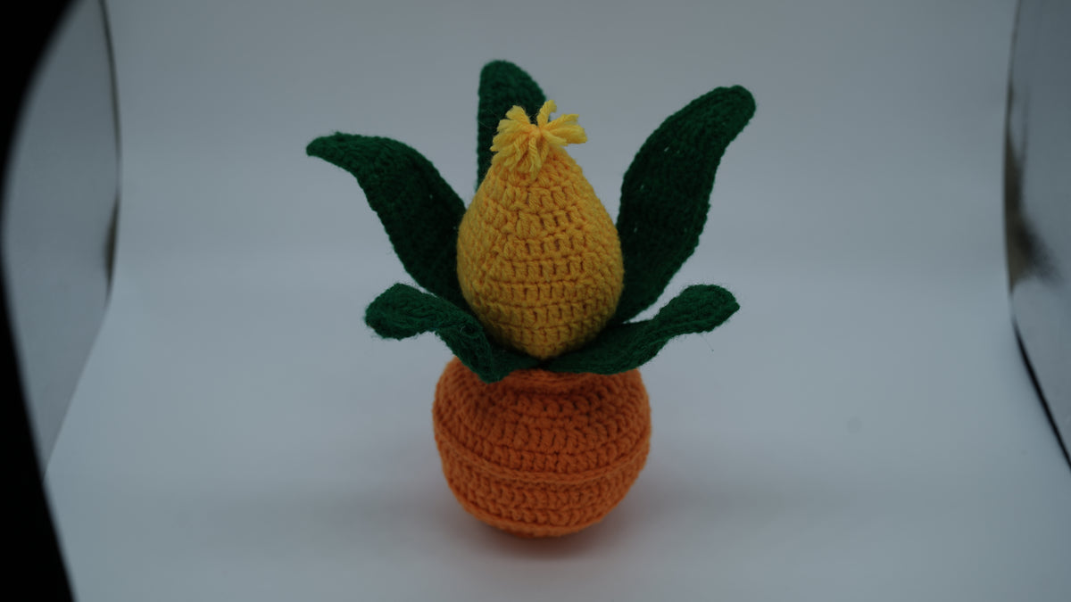 Handmade Crochet Shubh Labh Kalash with Mango Leaves and Coconut