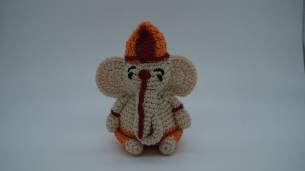 Handmade Crochet Ganesh Ji Idol – Decorative Hindu God Figurine