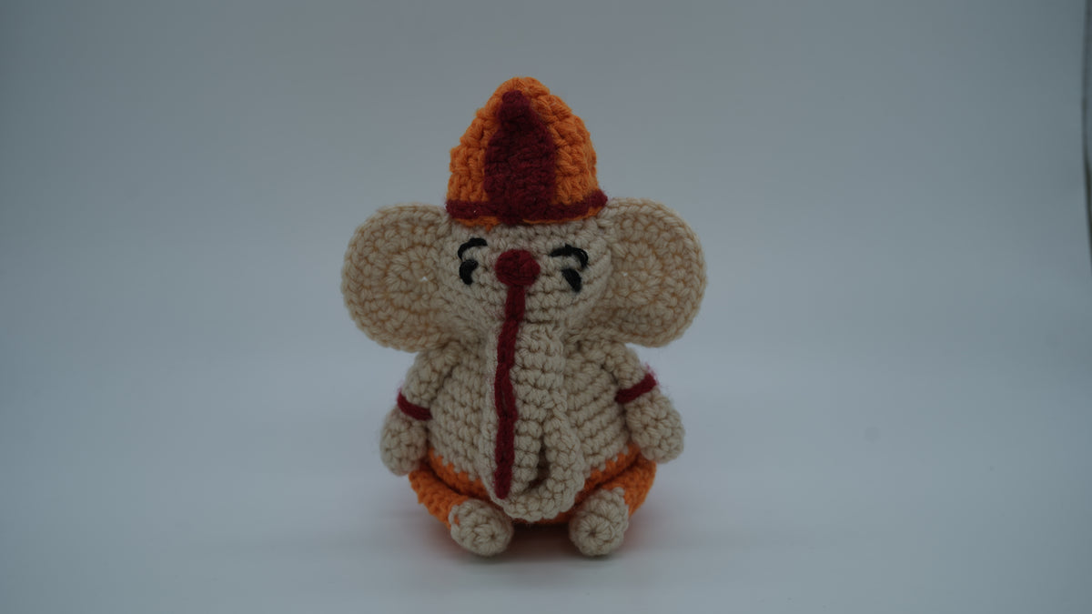 Handmade Crochet Ganesh Ji Idol – Decorative Hindu God Figurine