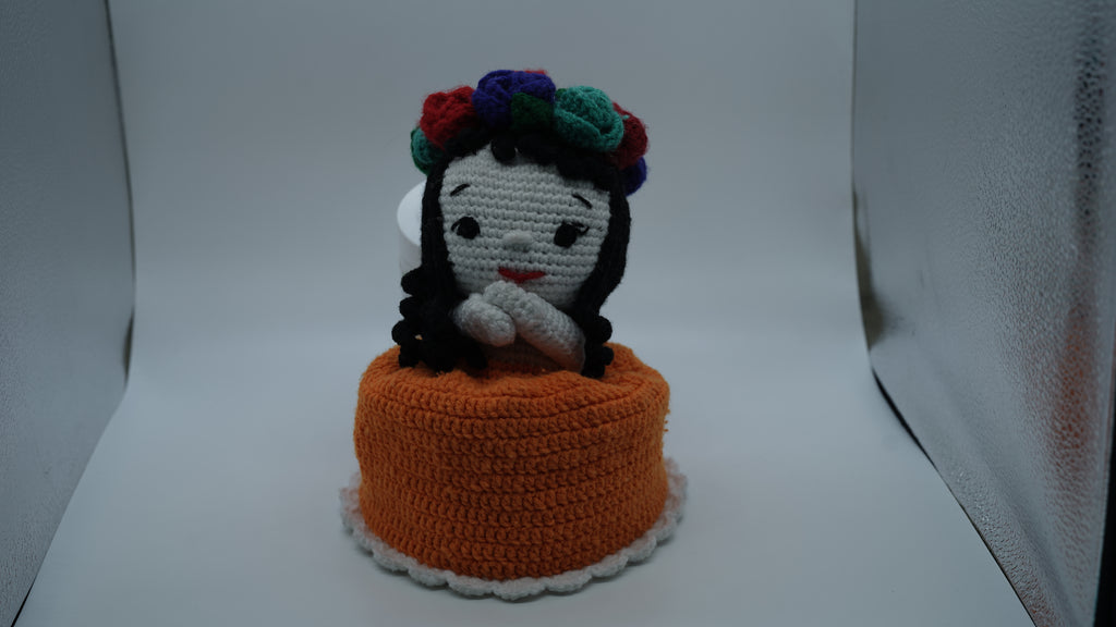 Handmade Crochet Princess Doll Keychain with Pearl Embellishments
