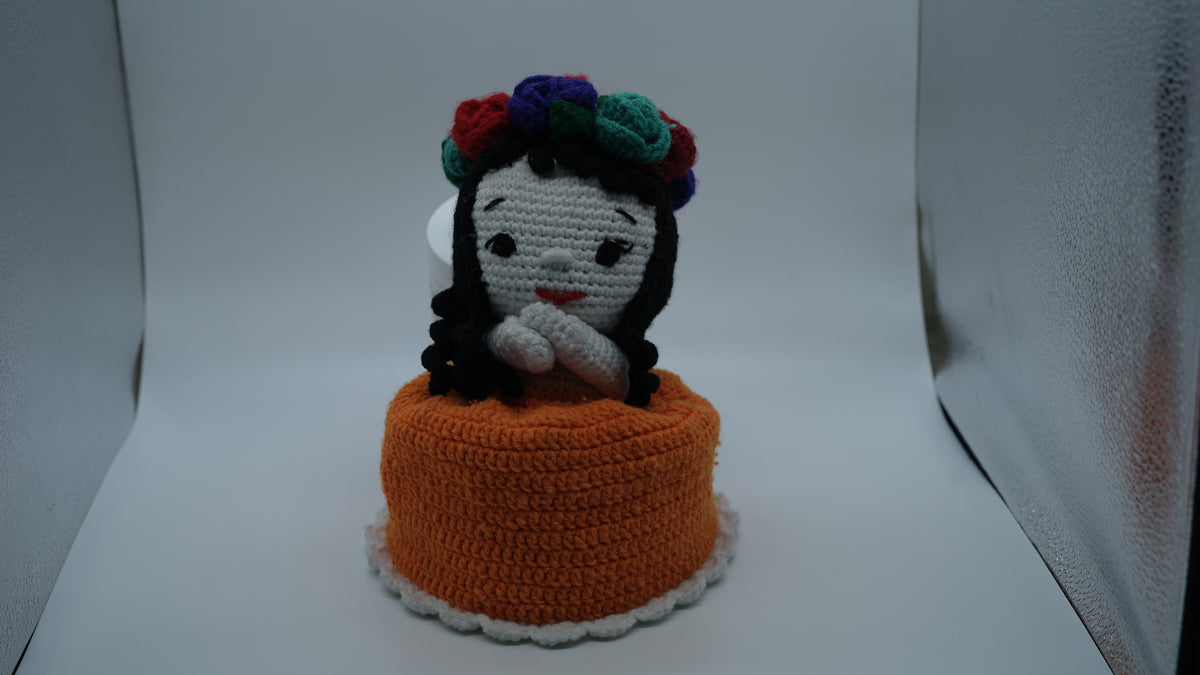 Handmade Crochet Princess Doll Keychain with Pearl Embellishments