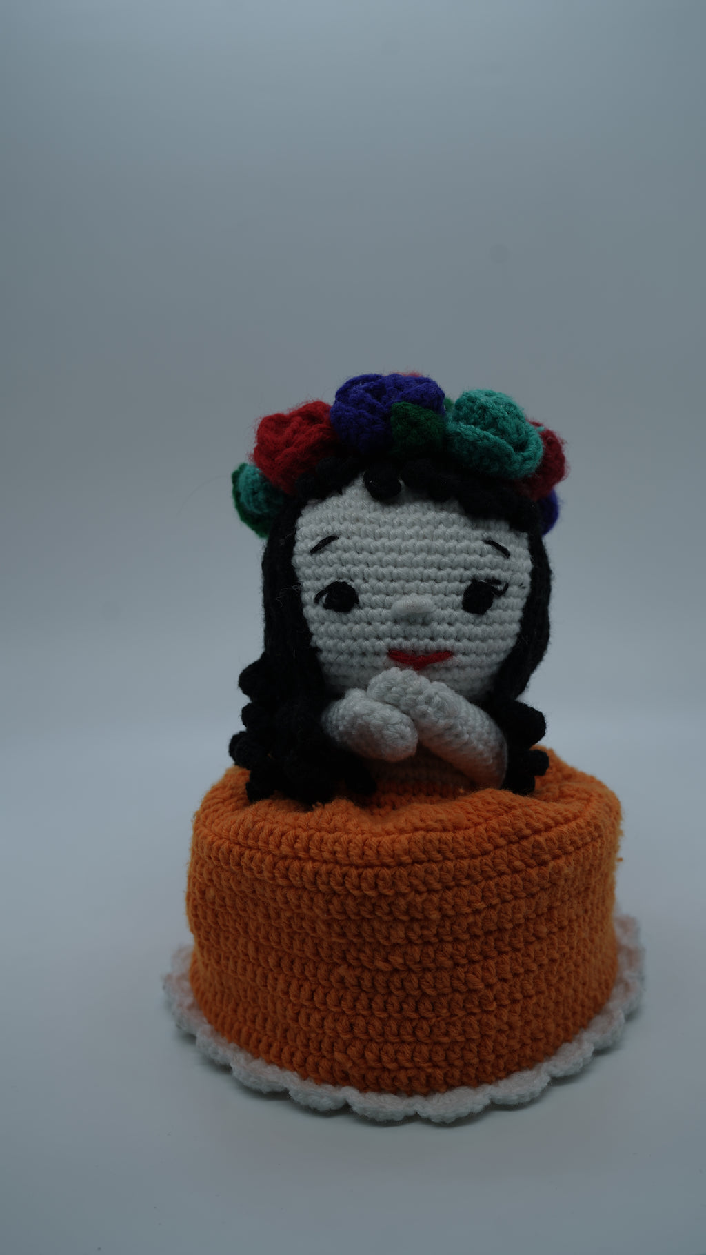 Handmade Crochet Princess Doll Keychain with Pearl Embellishments