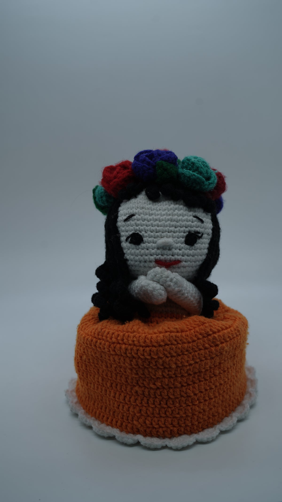 Handmade Crochet Princess Doll Keychain with Pearl Embellishments