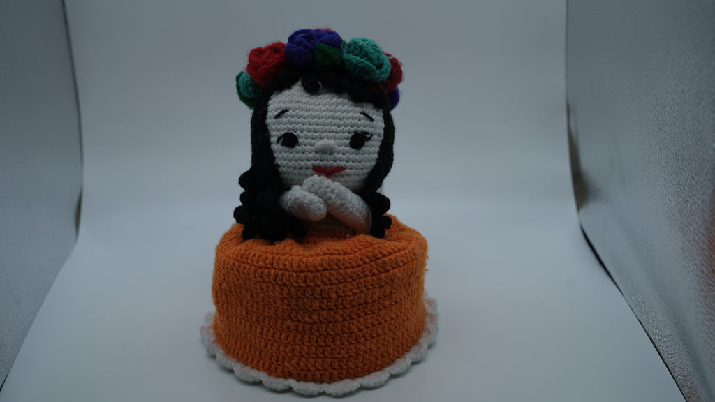 Handmade Crochet Princess Doll Keychain with Pearl Embellishments