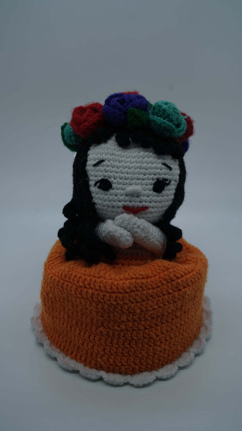Handmade Crochet Princess Doll Keychain with Pearl Embellishments