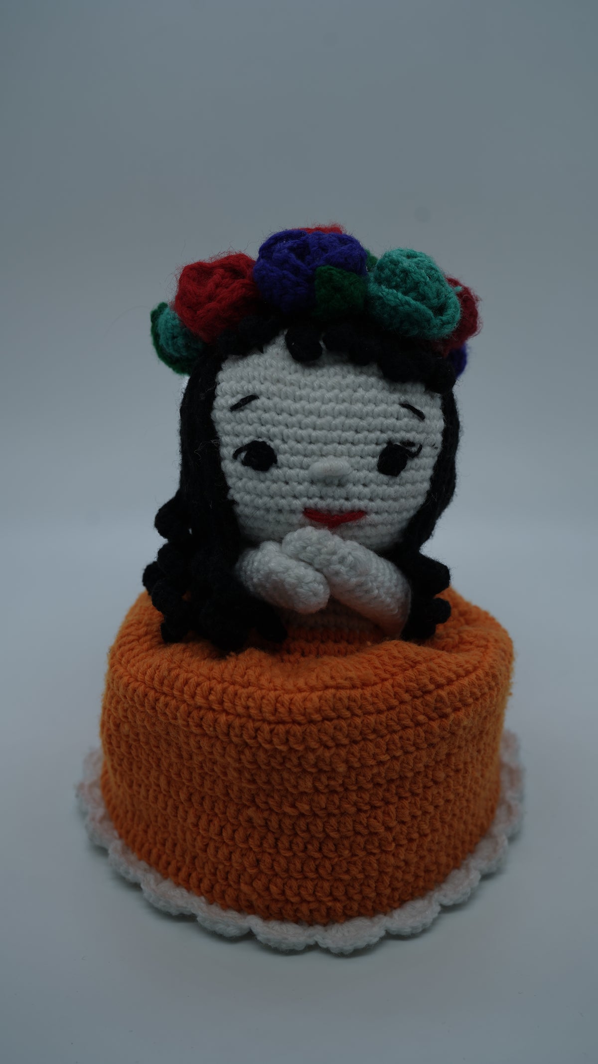 Handmade Crochet Princess Doll Keychain with Pearl Embellishments