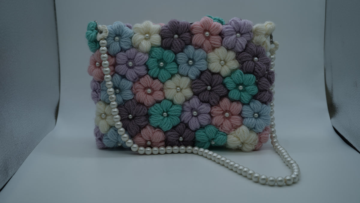 Handmade Crochet Flower Handbag – Floral Embroidered Tote Bag