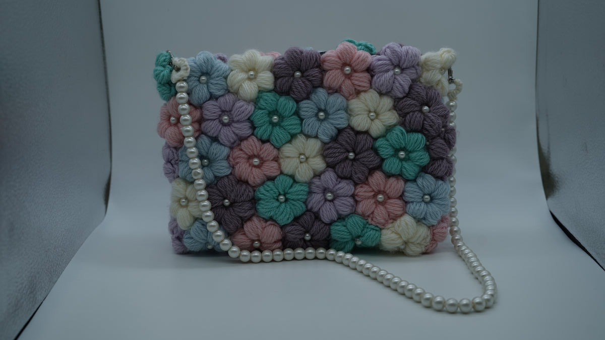 Handmade Crochet Flower Handbag – Floral Embroidered Tote Bag