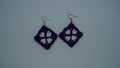 Purple and White Crochet Flower Earrings