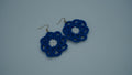 Handmade Blue & White Floral Crochet Earrings – Boho Flower Dangle Earrings