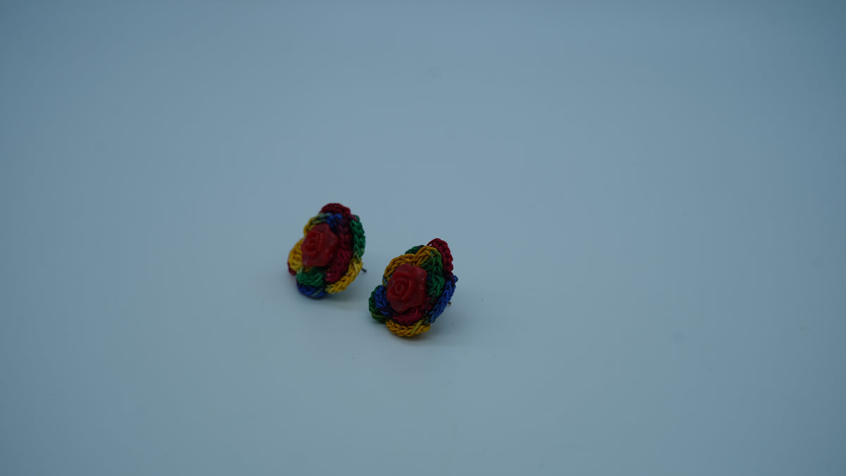 Multicolor Crochet Rose Stud Earrings