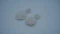 White Textured Crochet Dangle Earrings