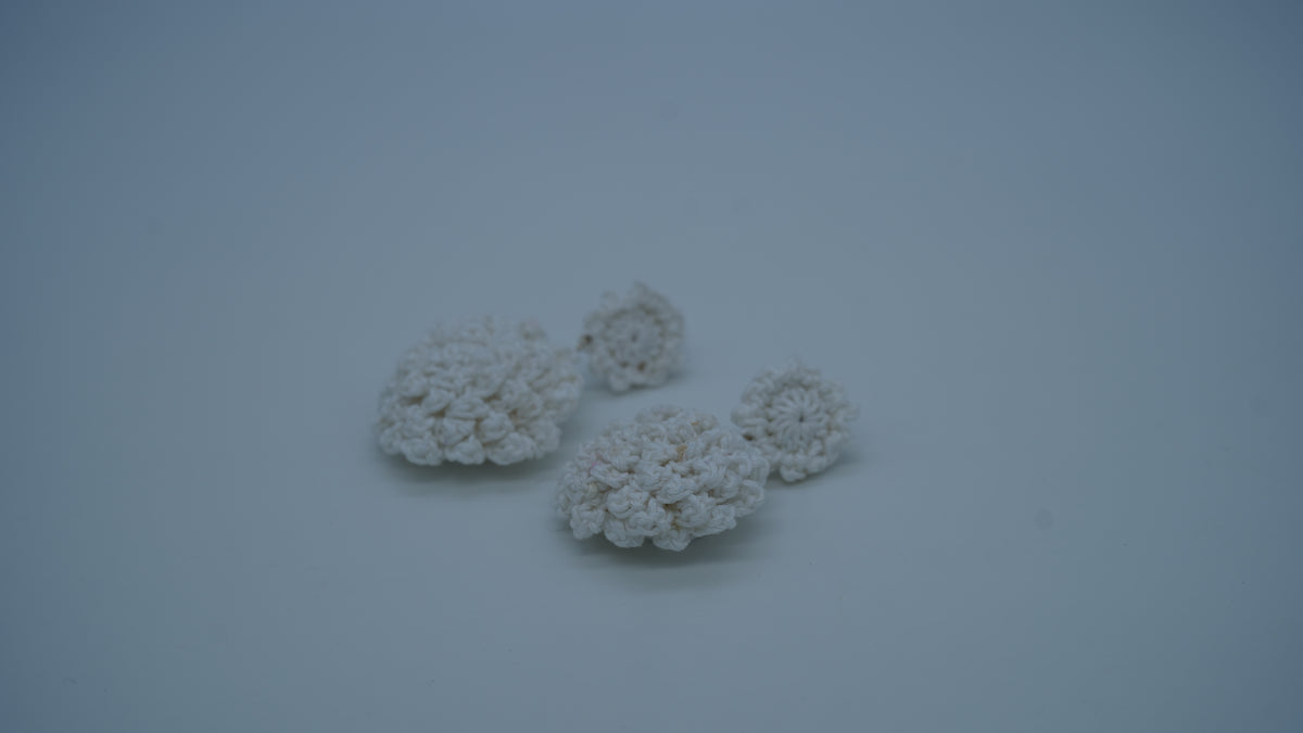 White Textured Crochet Dangle Earrings